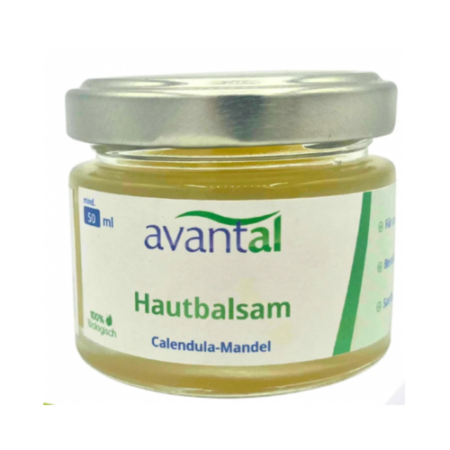 Hautbalsam mit Mandel und Calendula. In 50ml Behälter