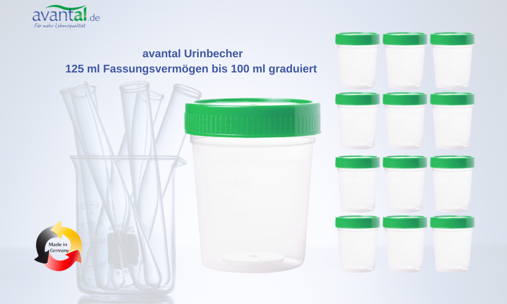 avantal Urinbecher 125 ml Fassungsvermögen bis 100 ml graduiert
